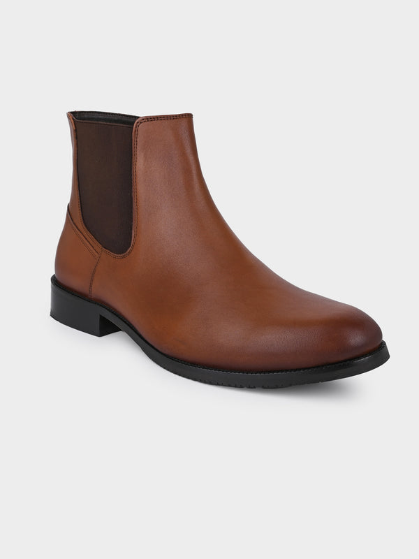 Full-Grain Crust Leather Chelsea Zipper Boot
