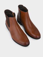 Full-Grain Crust Leather Chelsea Zipper Boot
