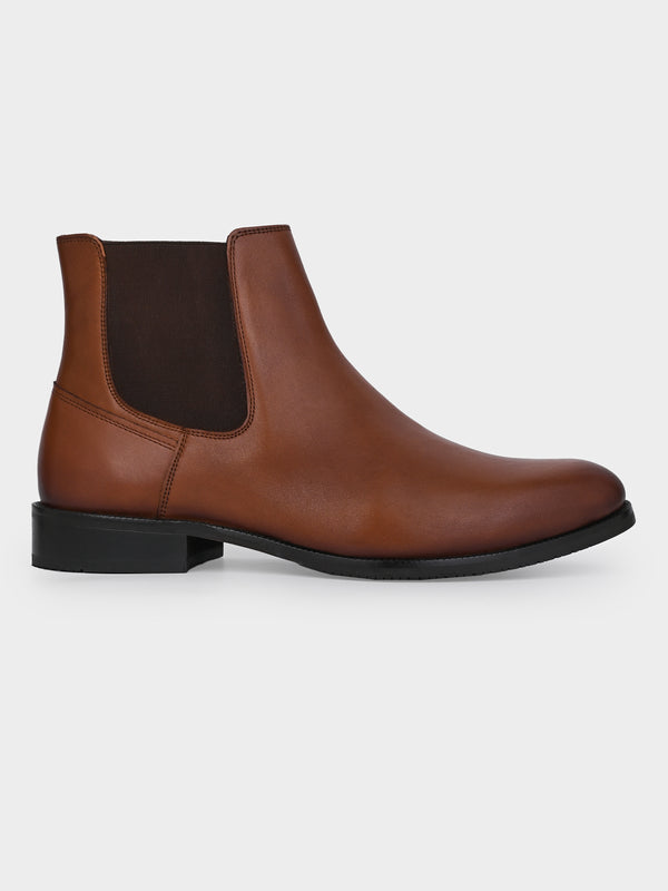 Full-Grain Crust Leather Chelsea Zipper Boot