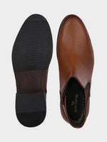 Full-Grain Crust Leather Chelsea Zipper Boot