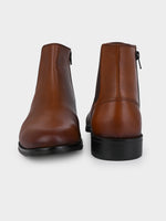 Full-Grain Crust Leather Chelsea Zipper Boot
