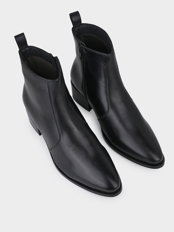 Jet Black Cuban Heel Zipper Boot
