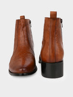 Hand-Printed Cuban Heel Zipper Boot
