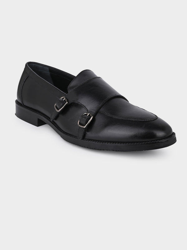 Blanco Black Antique Argentinian Leather Double Monk Strap