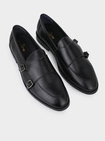 Blanco Black Antique Argentinian Leather Double Monk Strap