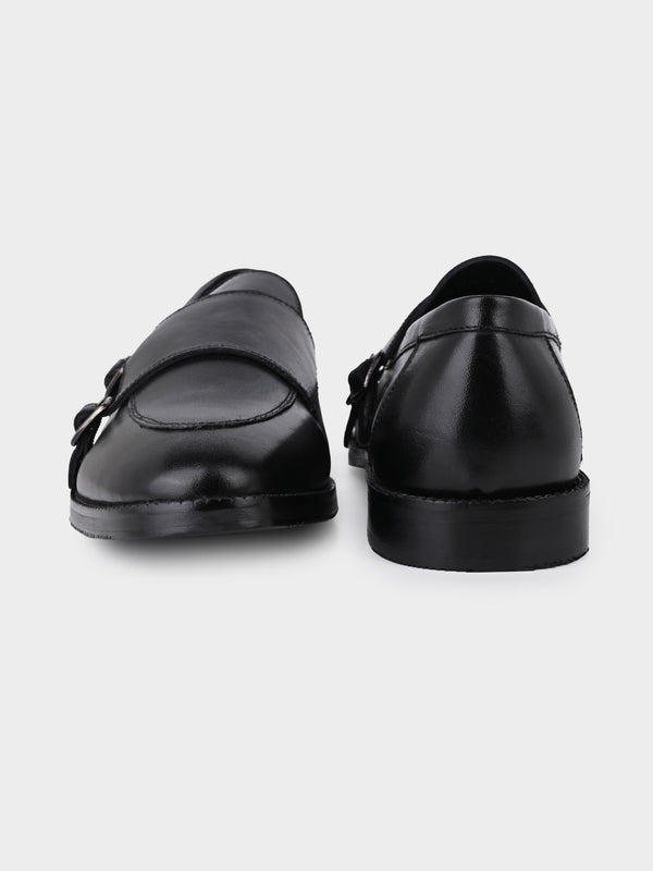 Blanco Black Antique Argentinian Leather Double Monk Strap