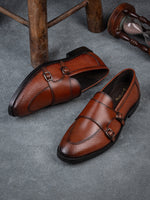 The Gala Monk Strap (Argentinian Croc-Embossed Dark Tan)